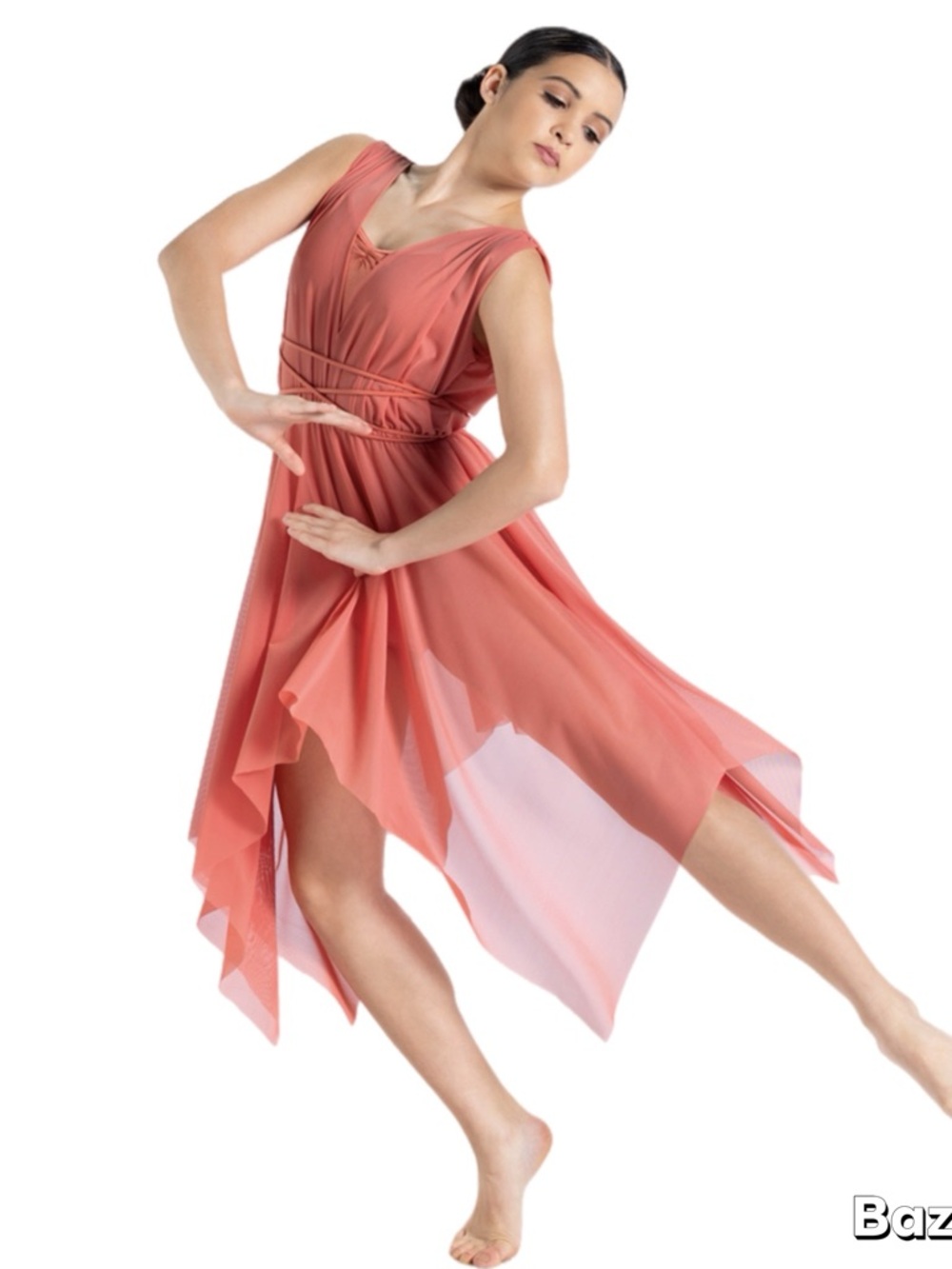 Sz 7/8 peach flowy Grecian Style Ballet Dance Costume MC Balera